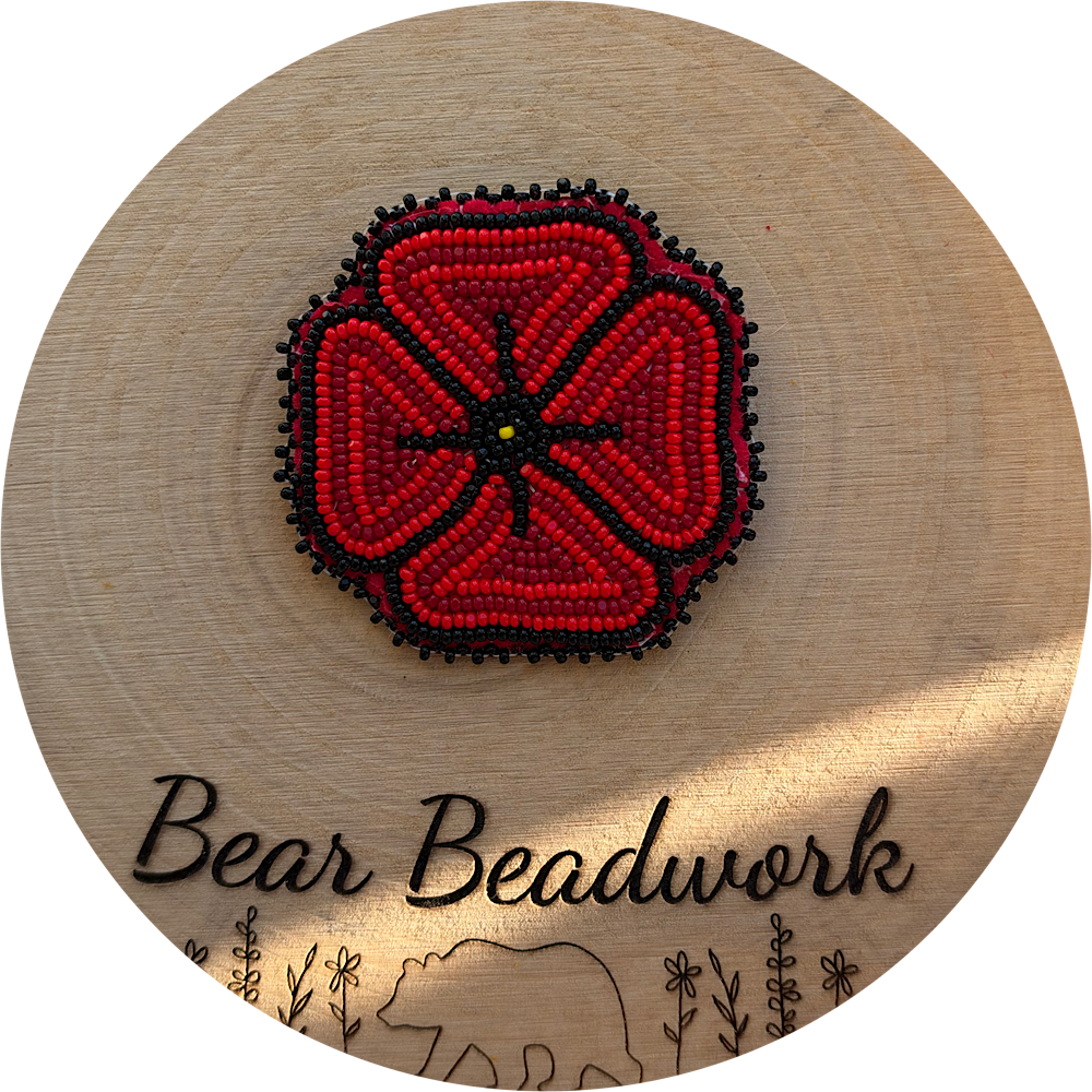 Hand-Beaded Poppy Pin 5
