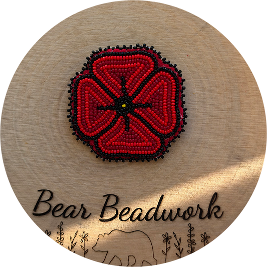 Hand-Beaded Poppy Pin 5