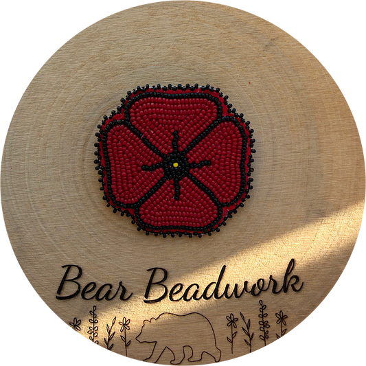Hand-Beaded Poppy Pin 3