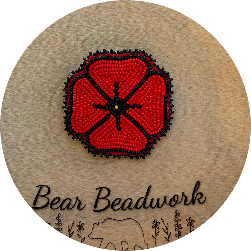 Hand-Beaded Poppy Pin 4