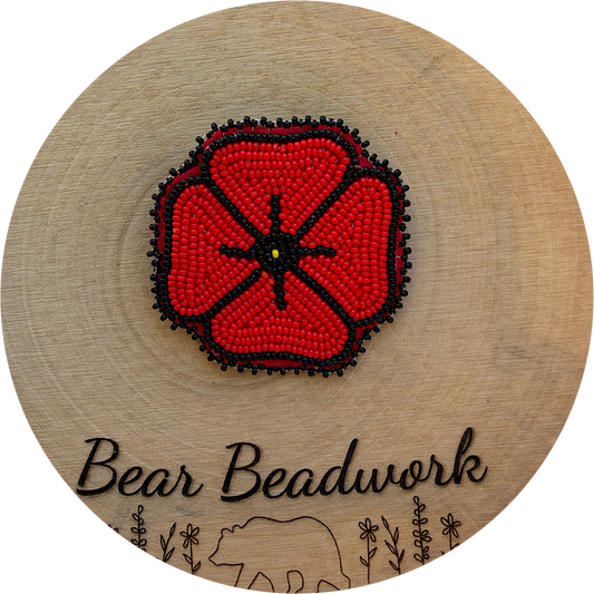 Hand-Beaded Poppy Pin 4